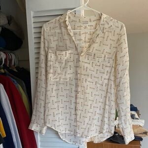Women's Cream Patterned Blouse
